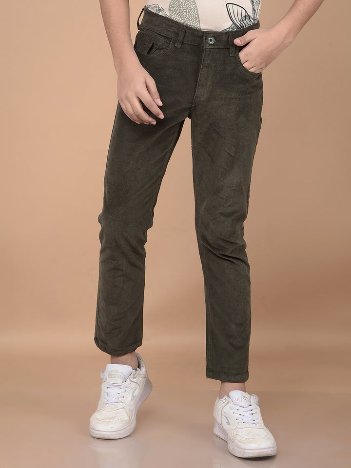 Olive Corduroy Trousers-Boys Trousers-Crimsoune Club