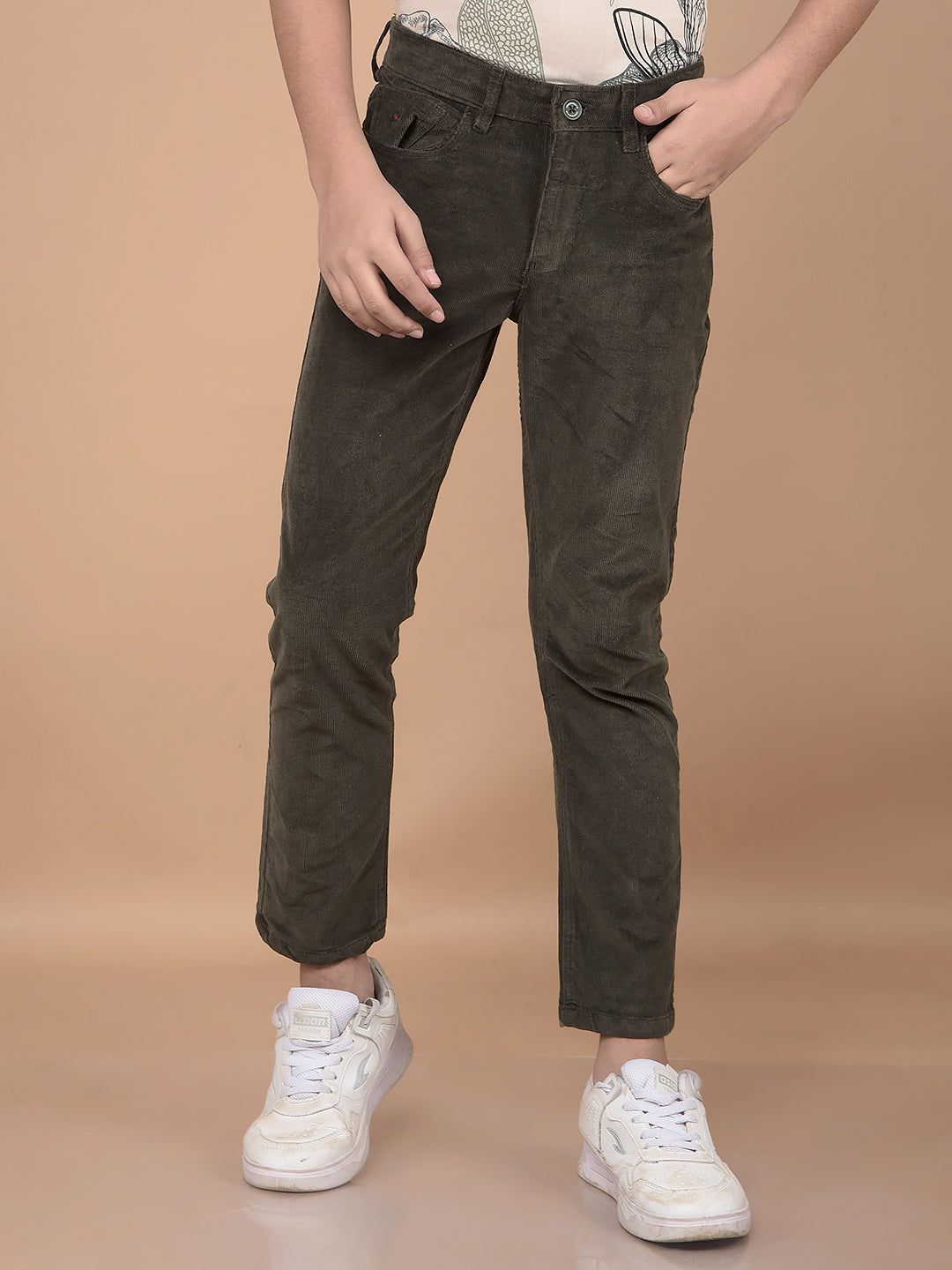 Olive Corduroy Trousers-Boys Trousers-Crimsoune Club