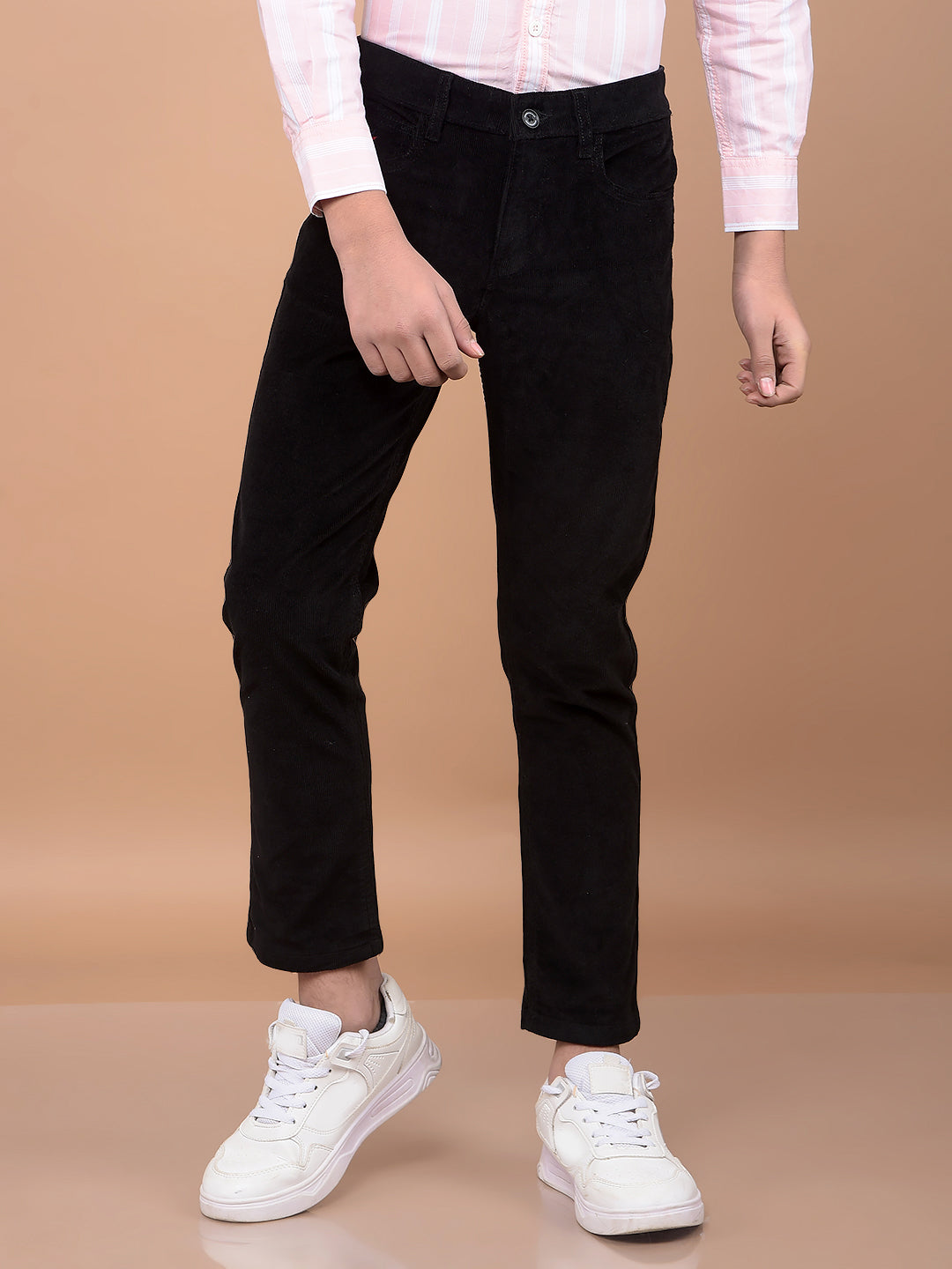 Black Corduroy Trousers-Boys Trousers-Crimsoune Club