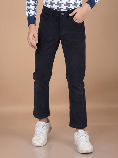 Navy Blue Corduroy Trousers-Boys Trousers-Crimsoune Club