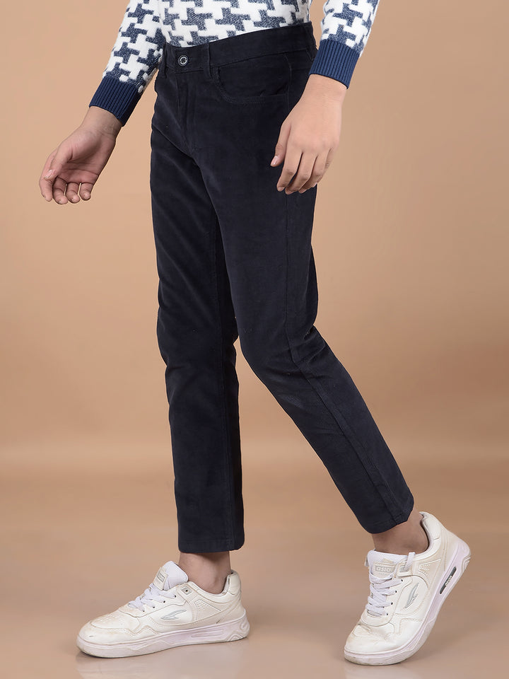 Navy Blue Corduroy Trousers-Boys Trousers-Crimsoune Club