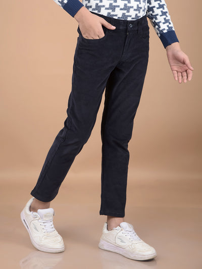 Navy Blue Corduroy Trousers-Boys Trousers-Crimsoune Club