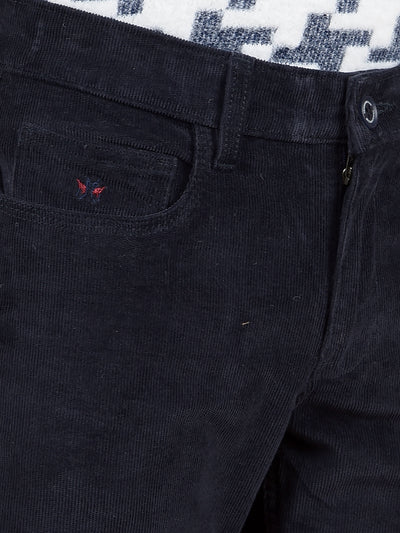 Navy Blue Corduroy Trousers-Boys Trousers-Crimsoune Club
