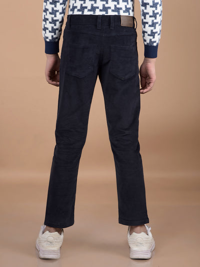 Navy Blue Corduroy Trousers-Boys Trousers-Crimsoune Club