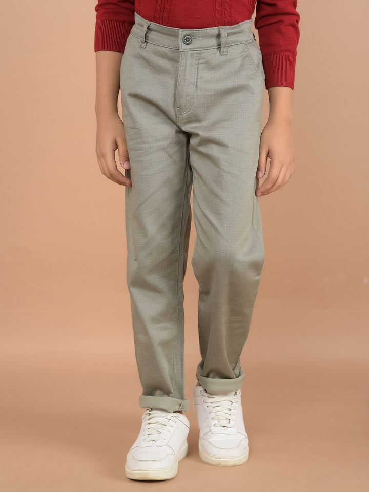 Olive Printed Cotton Trousers-Boys Trousers-Crimsoune Club