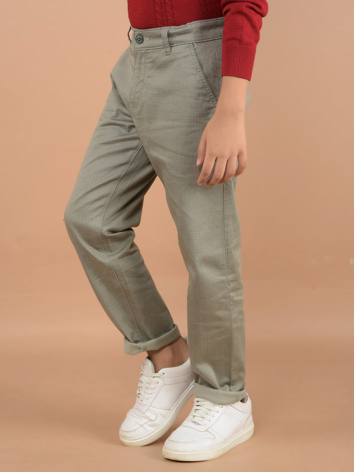 Olive Printed Cotton Trousers-Boys Trousers-Crimsoune Club