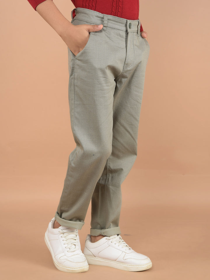 Olive Printed Cotton Trousers-Boys Trousers-Crimsoune Club