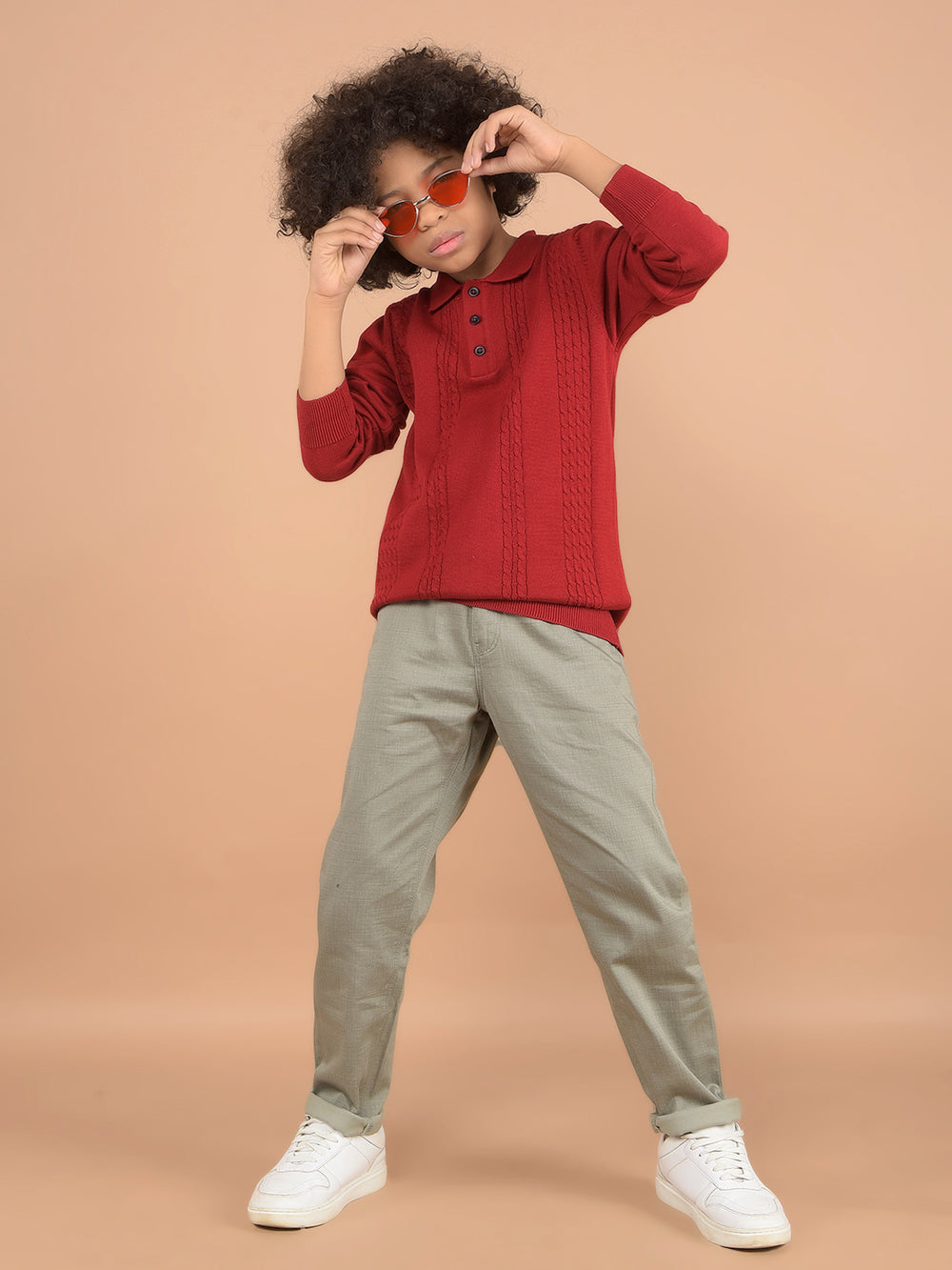 Olive Printed Cotton Trousers-Boys Trousers-Crimsoune Club