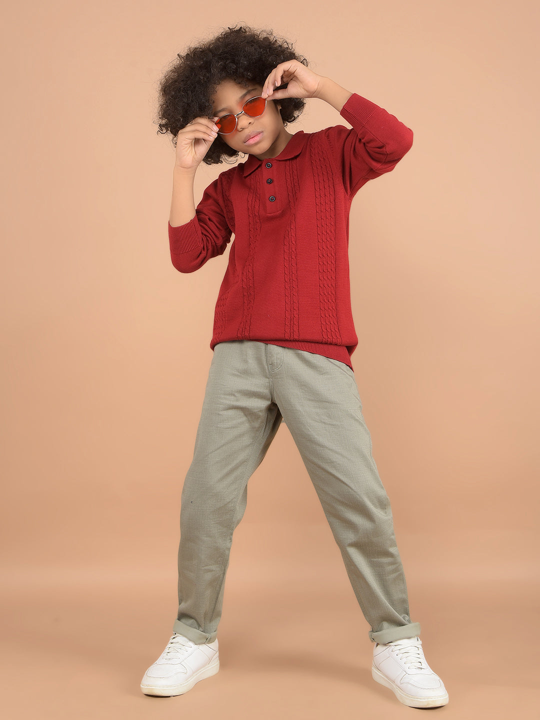 Olive Printed Cotton Trousers-Boys Trousers-Crimsoune Club