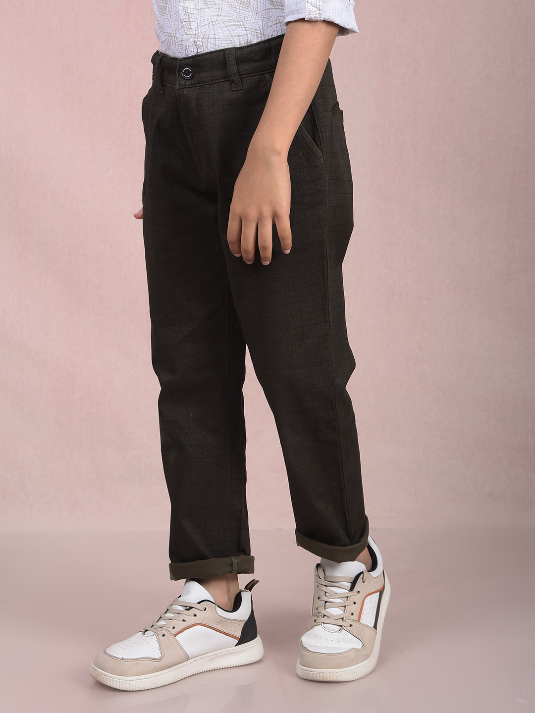 Olive Printed Trousers-Boys Trousers-Crimsoune Club