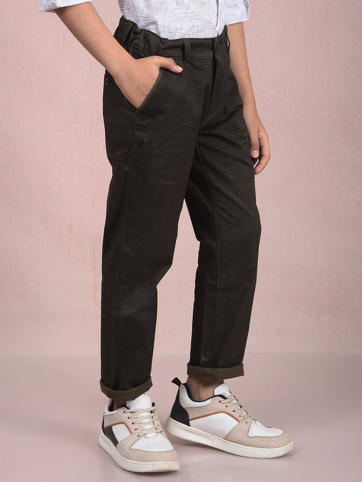 Olive Printed Trousers-Boys Trousers-Crimsoune Club