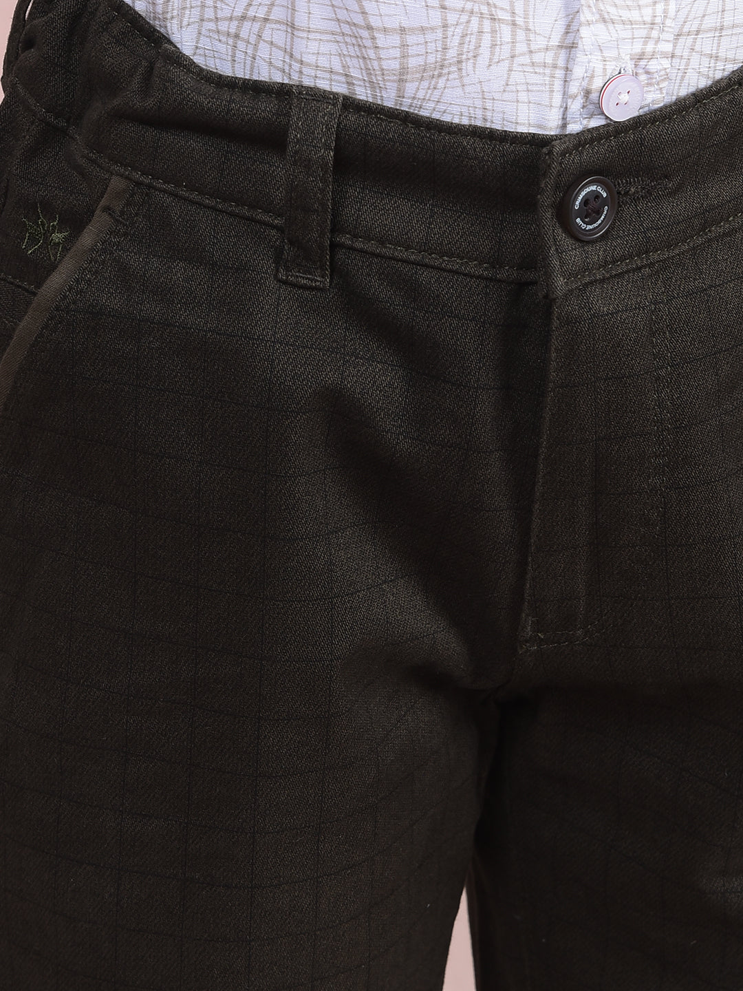 Olive Printed Trousers-Boys Trousers-Crimsoune Club