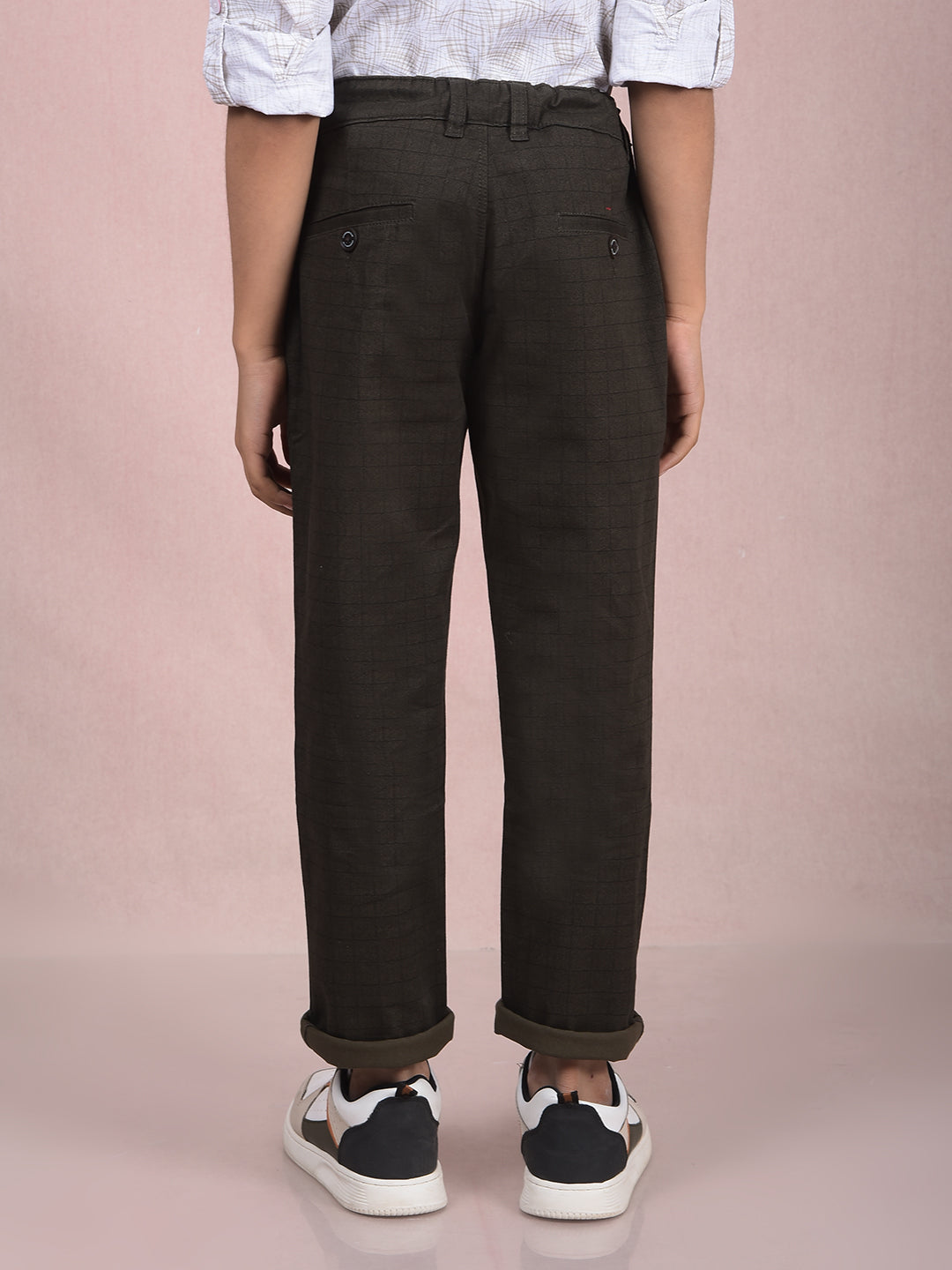 Olive Printed Trousers-Boys Trousers-Crimsoune Club