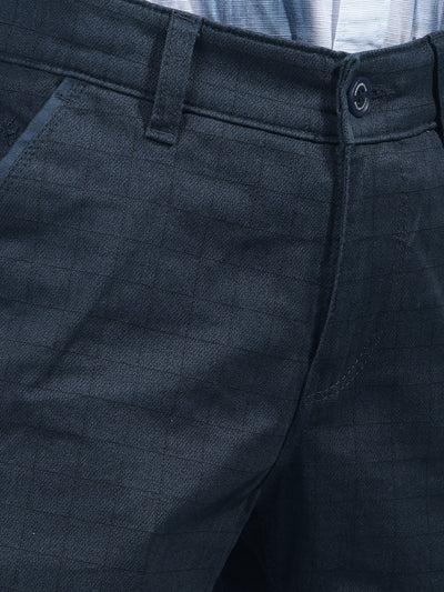 Navy Blue Checked Trousers-Boys Trousers-Crimsoune Club