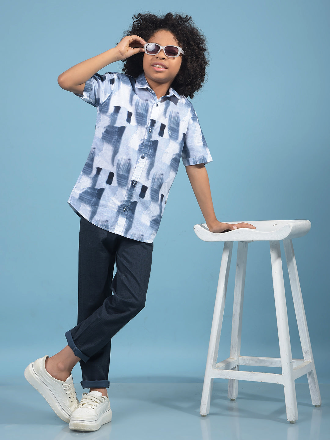 Navy Blue Checked Trousers-Boys Trousers-Crimsoune Club