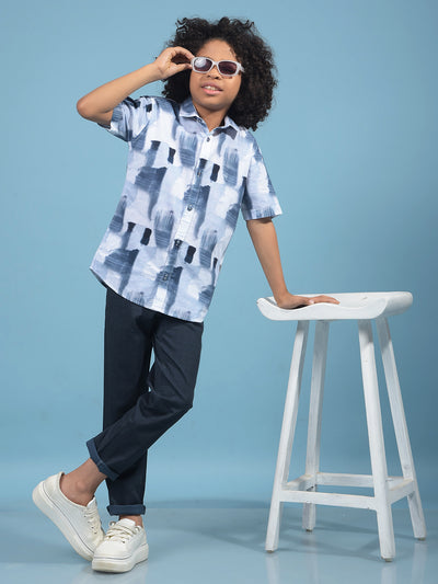 Navy Blue Checked Trousers-Boys Trousers-Crimsoune Club