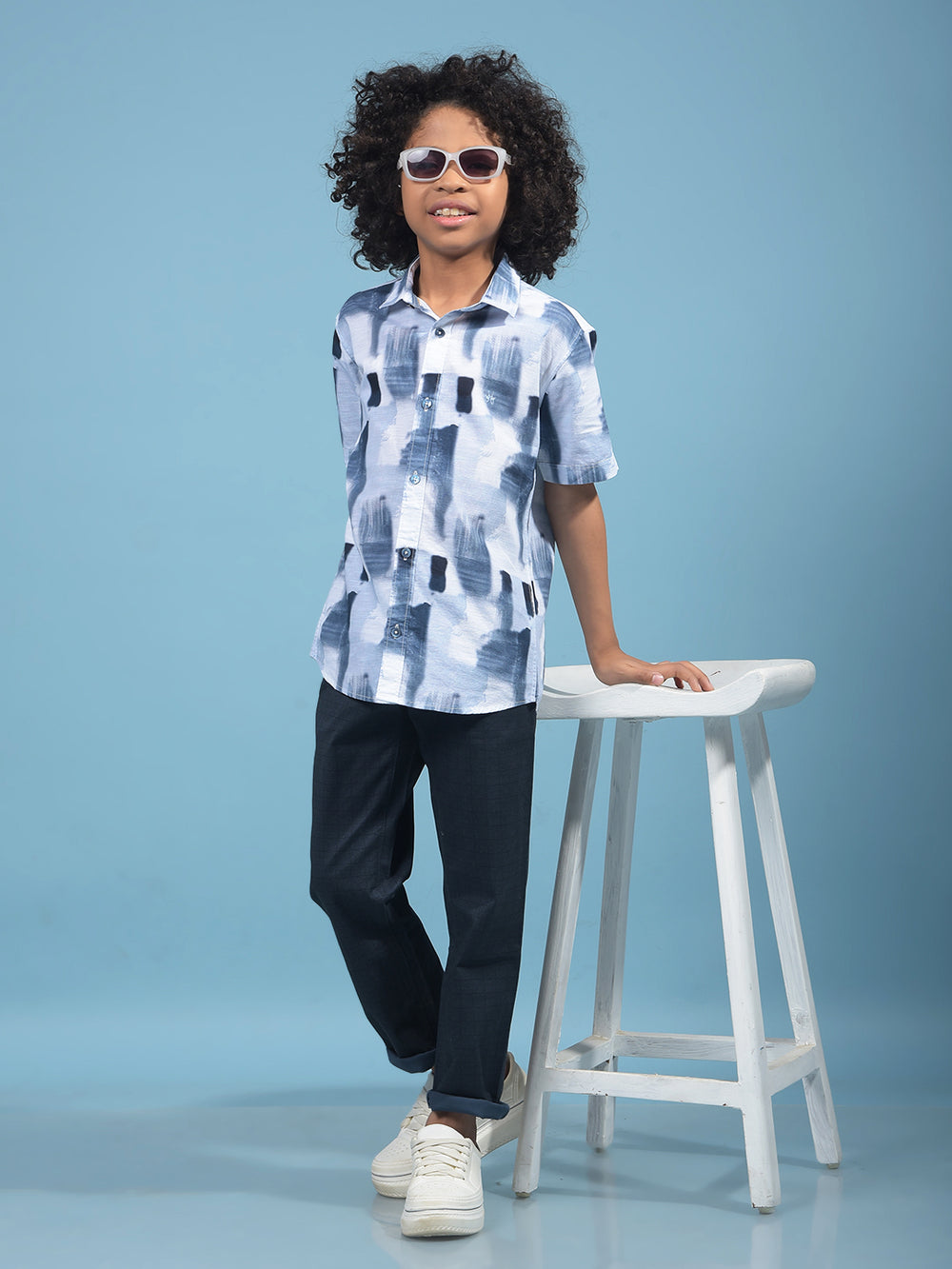 Navy Blue Checked Trousers-Boys Trousers-Crimsoune Club