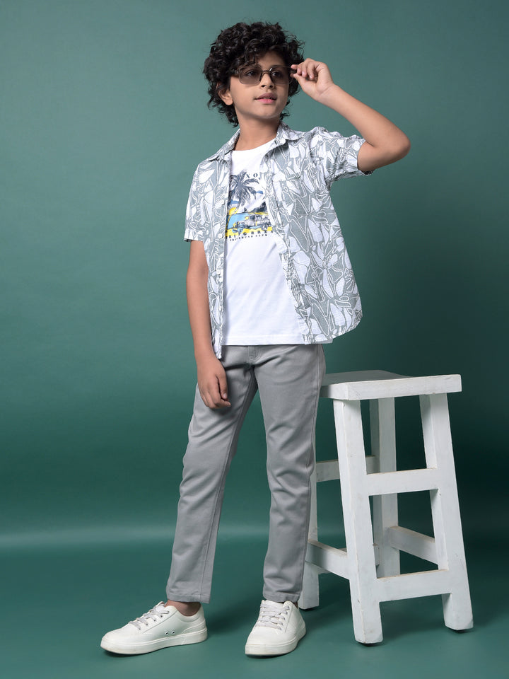 Grey Printed Trousers-Boys Trousers-Crimsoune Club