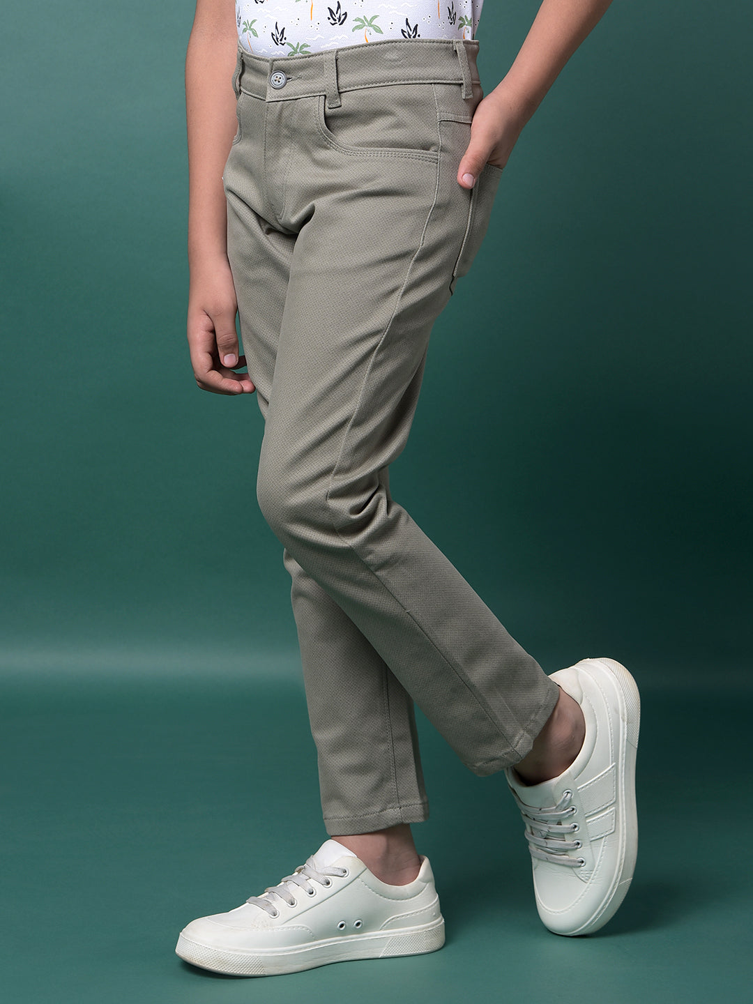 Green Printed Trousers-Boys Trousers-Crimsoune Club
