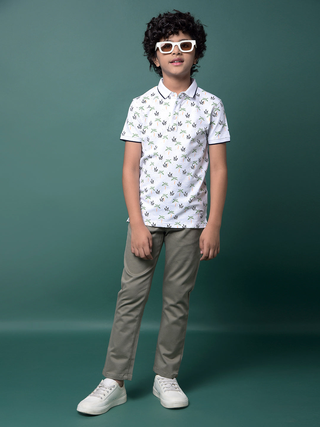 Green Printed Trousers-Boys Trousers-Crimsoune Club