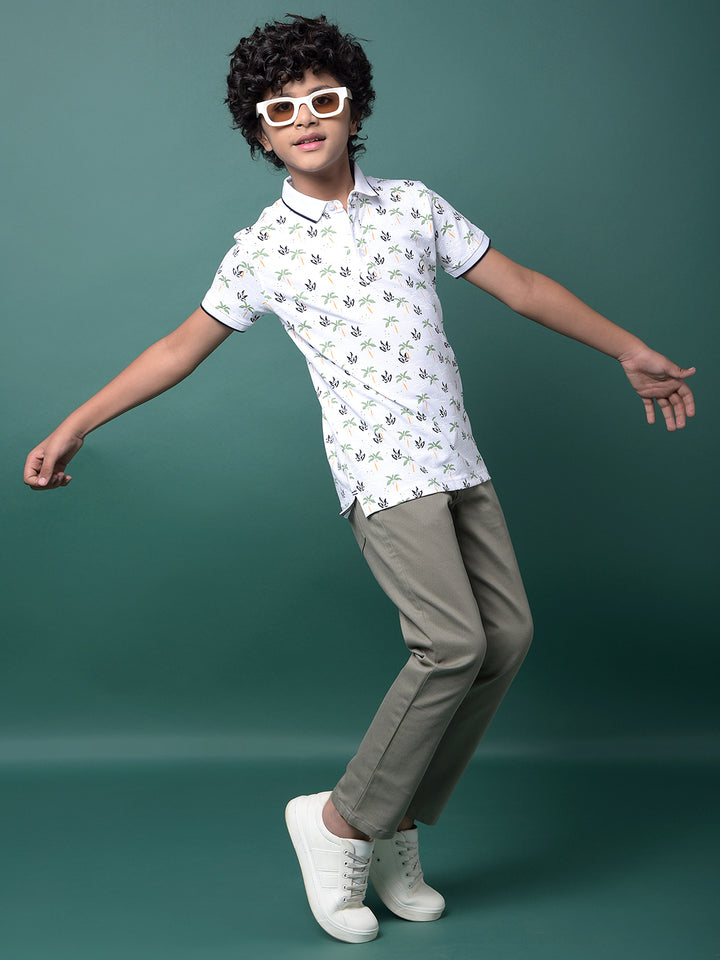 Green Printed Trousers-Boys Trousers-Crimsoune Club