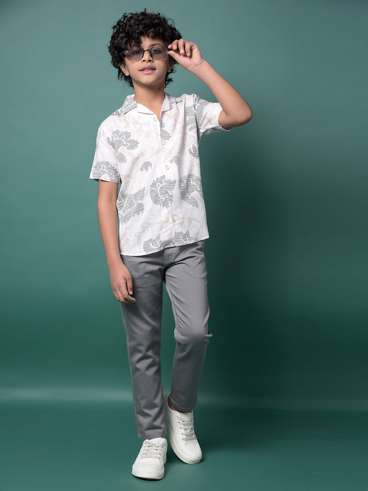 Grey Printed Trousers-Boys Trousers-Crimsoune Club