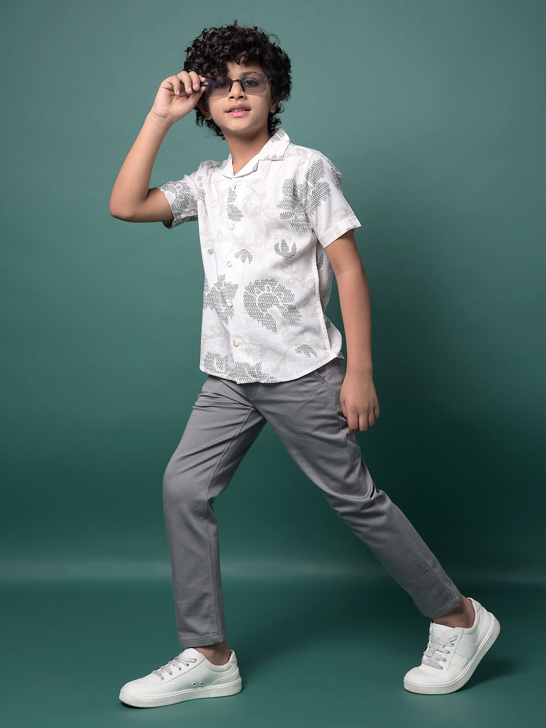 Grey Printed Trousers-Boys Trousers-Crimsoune Club