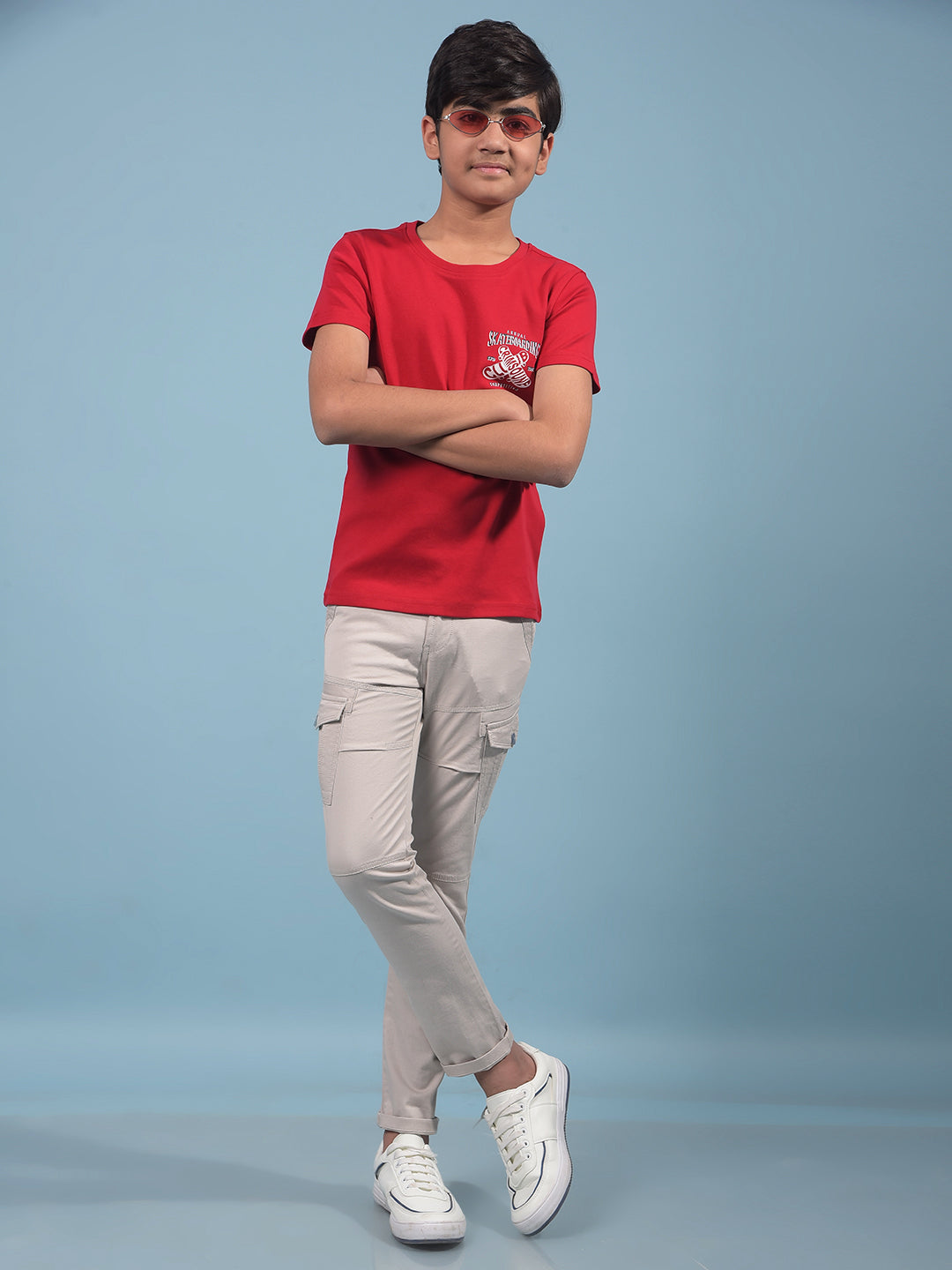Grey Cargo Trousers-Boys Trousers-Crimsoune Club
