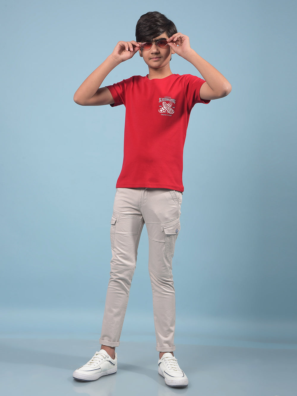 Grey Cargo Trousers-Boys Trousers-Crimsoune Club