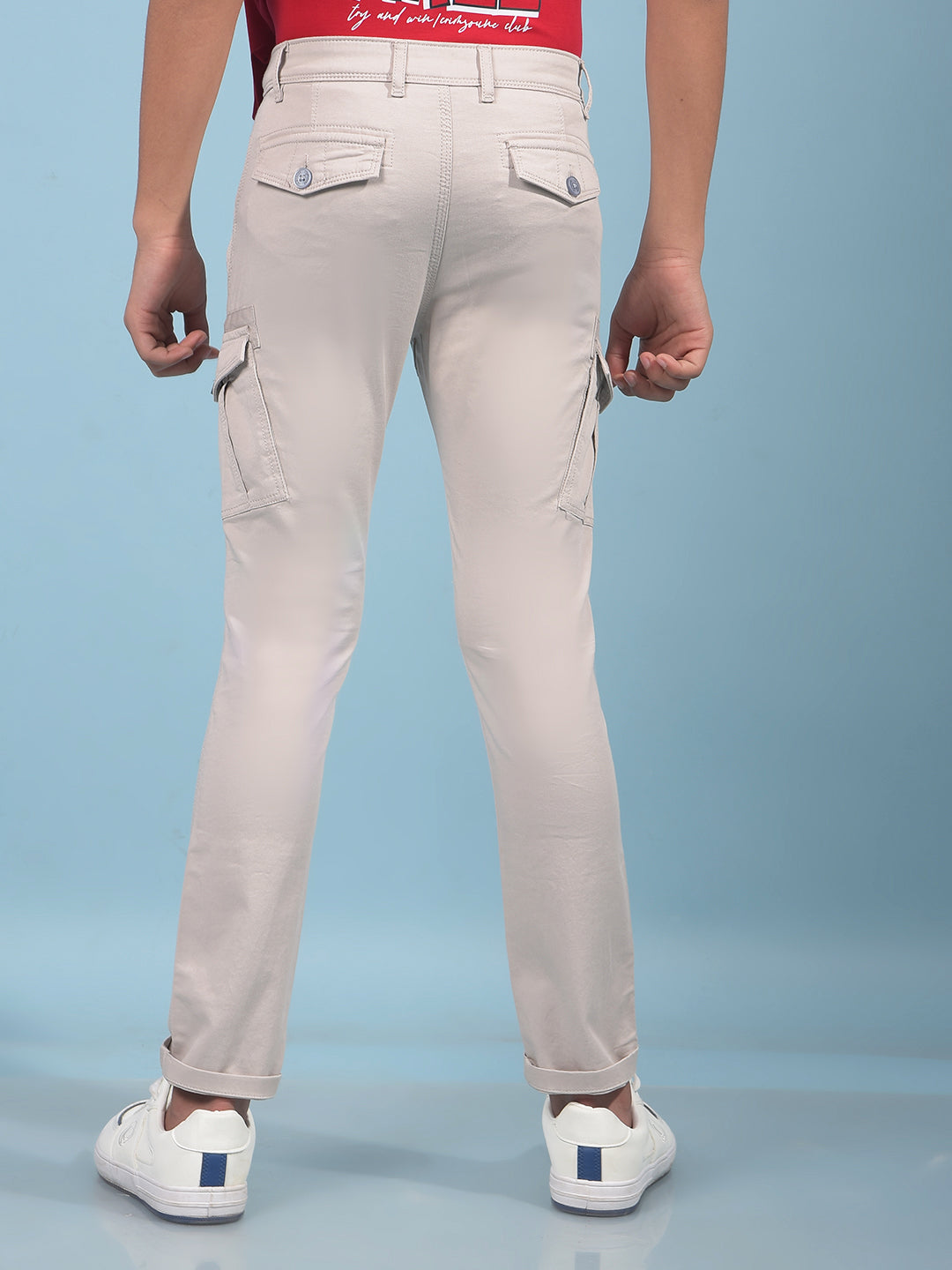 Grey Cargo Trousers-Boys Trousers-Crimsoune Club