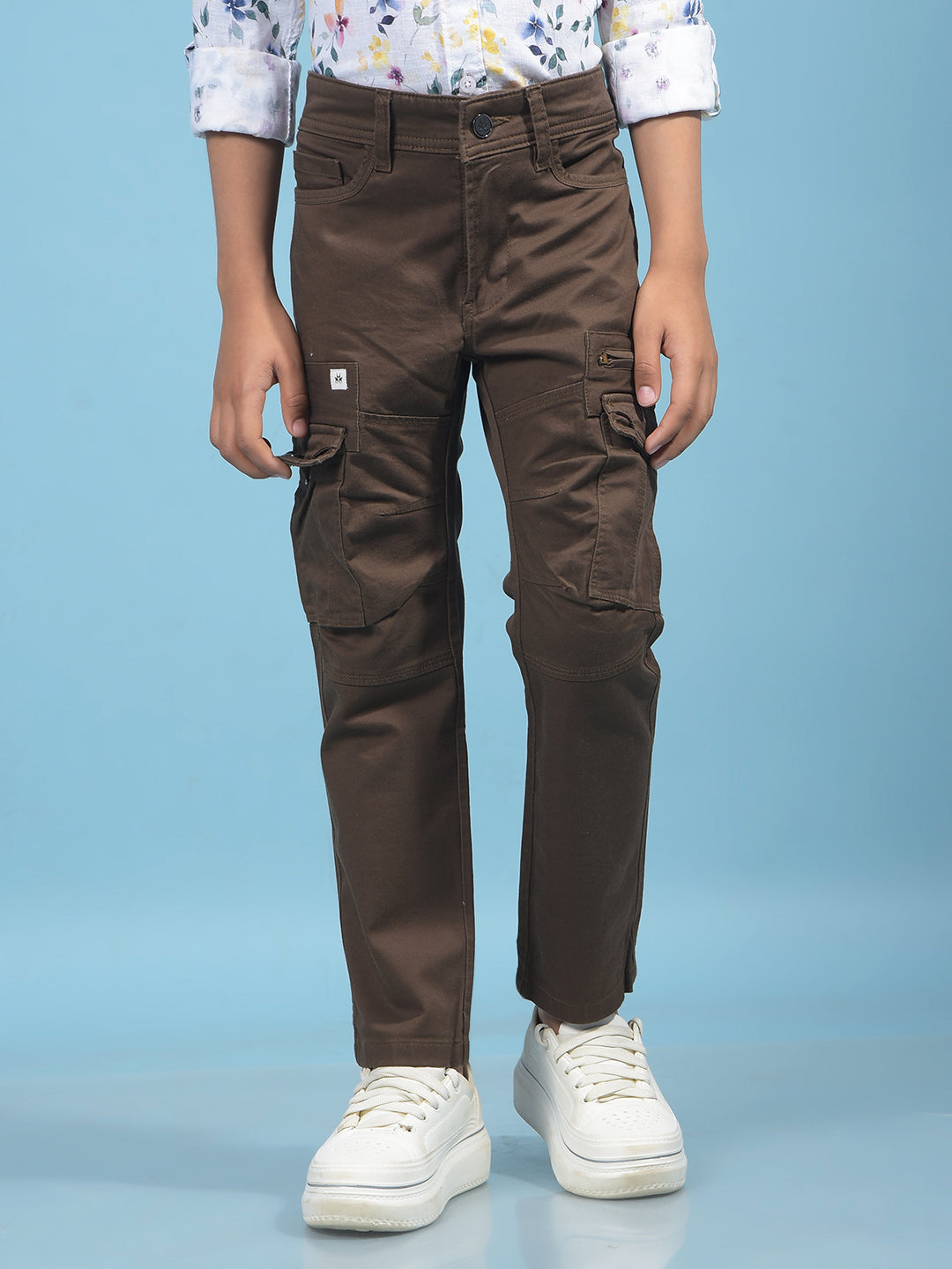 Brown Cargo Trousers-Boys Trousers-Crimsoune Club