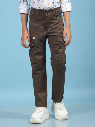 Brown Cargo Trousers-Boys Trousers-Crimsoune Club