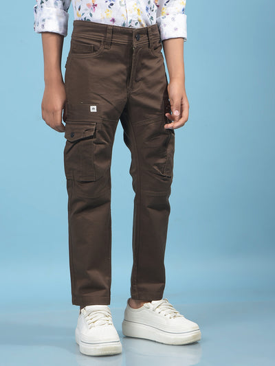 Brown Cargo Trousers-Boys Trousers-Crimsoune Club
