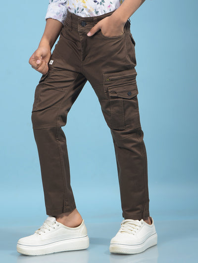 Brown Cargo Trousers-Boys Trousers-Crimsoune Club