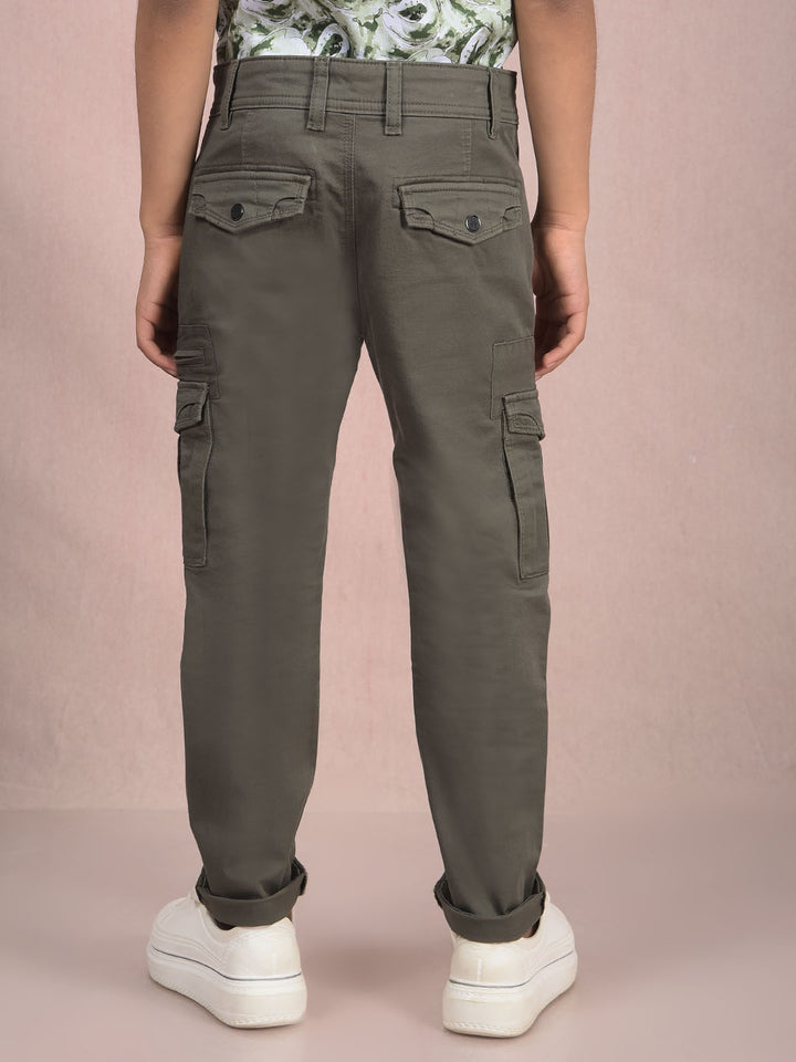 Olive Cargo Trousers-Boys Trousers-Crimsoune Club