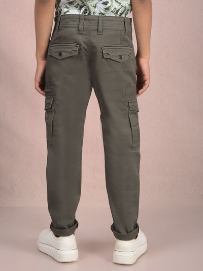 Olive Cargo Trousers-Boys Trousers-Crimsoune Club