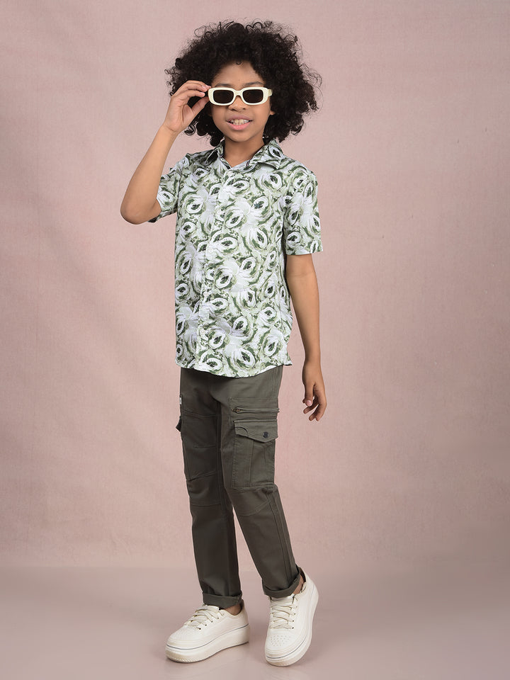Olive Cargo Trousers-Boys Trousers-Crimsoune Club