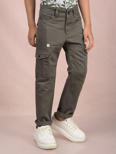 Olive Cargo Trousers-Boys Trousers-Crimsoune Club