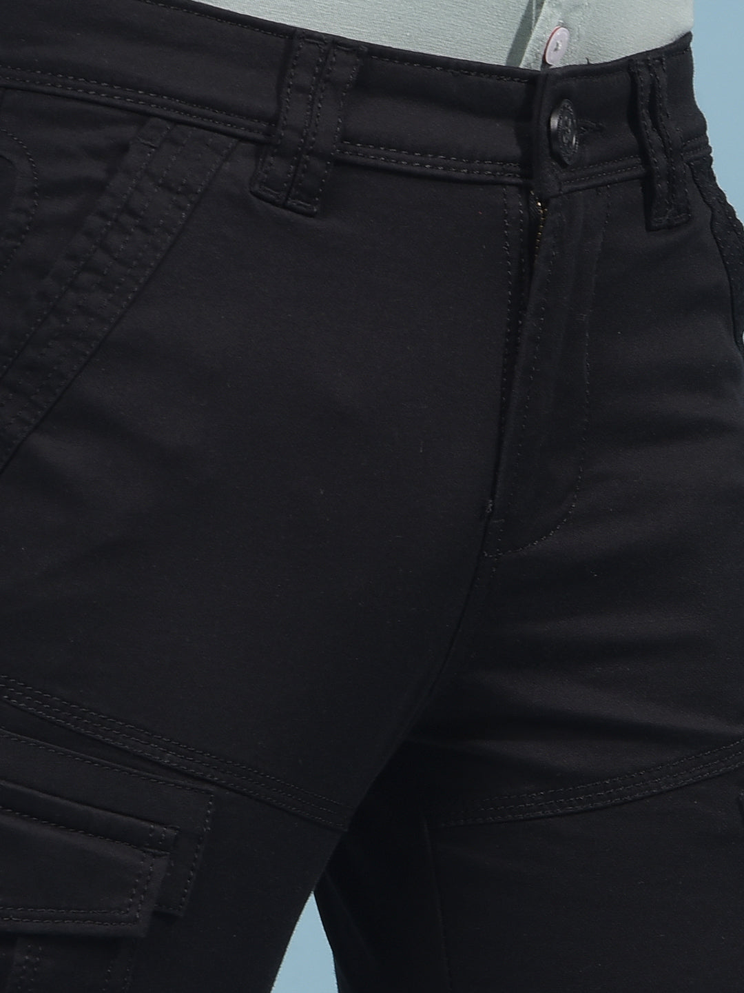 Black Cargo Trousers-Boys Trousers-Crimsoune Club
