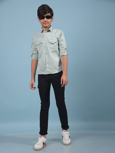 Black Cargo Trousers-Boys Trousers-Crimsoune Club