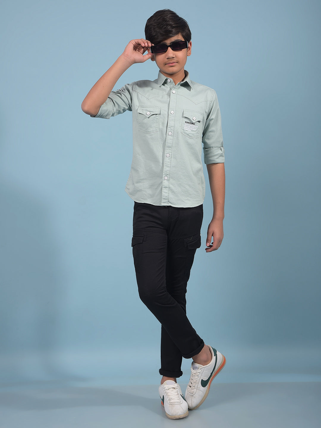 Black Cargo Trousers-Boys Trousers-Crimsoune Club