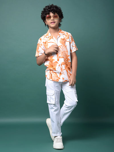 White 100% Cotton Cargo Trousers-Boys Trousers-Crimsoune Club