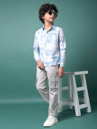 Grey 100% Cotton Cargo Trousers-Boys Trousers-Crimsoune Club