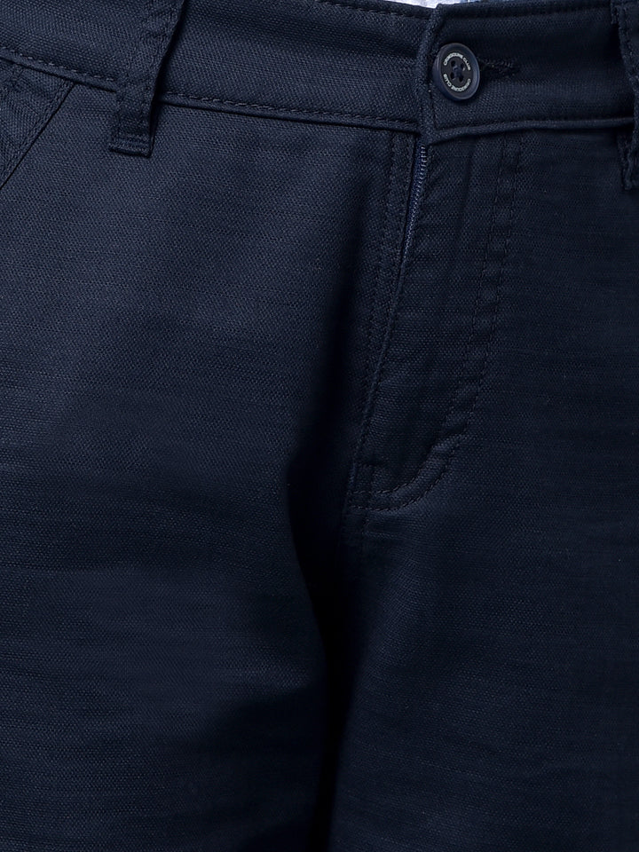 Navy Blue 100% Cotton Cargo Trousers-Boys Trousers-Crimsoune Club