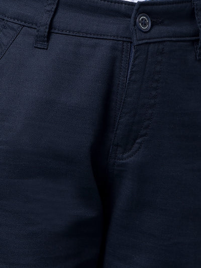 Navy Blue 100% Cotton Cargo Trousers-Boys Trousers-Crimsoune Club