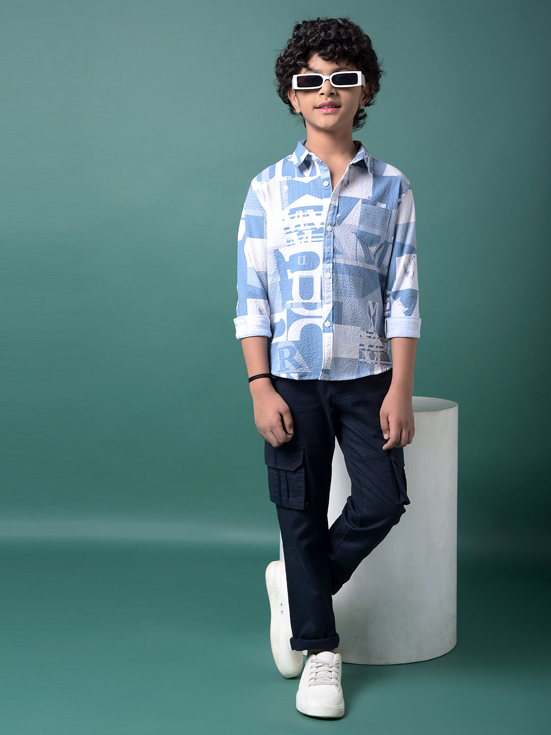 Navy Blue 100% Cotton Cargo Trousers-Boys Trousers-Crimsoune Club