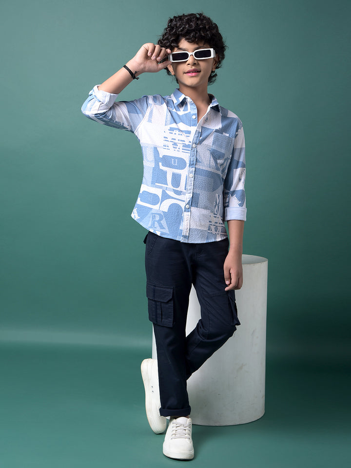 Navy Blue 100% Cotton Cargo Trousers-Boys Trousers-Crimsoune Club