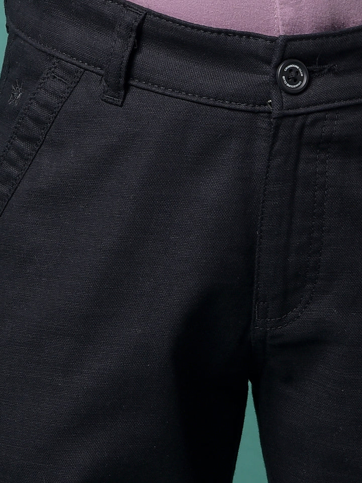 Black 100% Cotton Cargo Trousers-Boys Trousers-Crimsoune Club