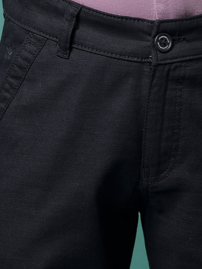 Black 100% Cotton Cargo Trousers-Boys Trousers-Crimsoune Club