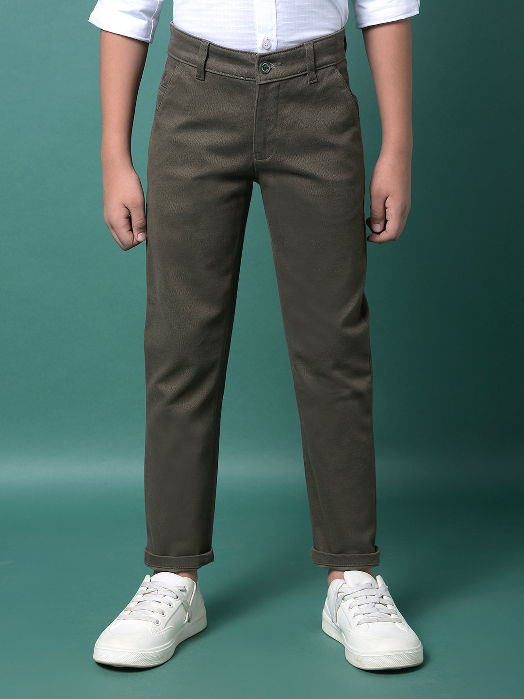 Olive Printed Trousers-Boys Trousers-Crimsoune Club
